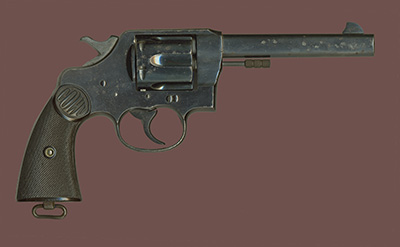 Image de la guerre des Boers, Le revolver Colt, calibre .455 New Service distribu initialement aux officiers et aux hommes du deuxime contingent puis  tous ceux les soldats. CWM AN2000066-001