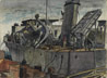 Dragueur de mines à quai, chantiers de construction navale, Toronto Peinture de Charles Goldhamer, 1942