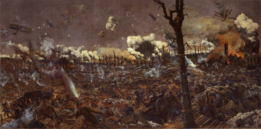 Peinture de scène de bataille à Courcelette France