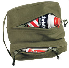 Canvas dual compartment travel/shave kit olive drab