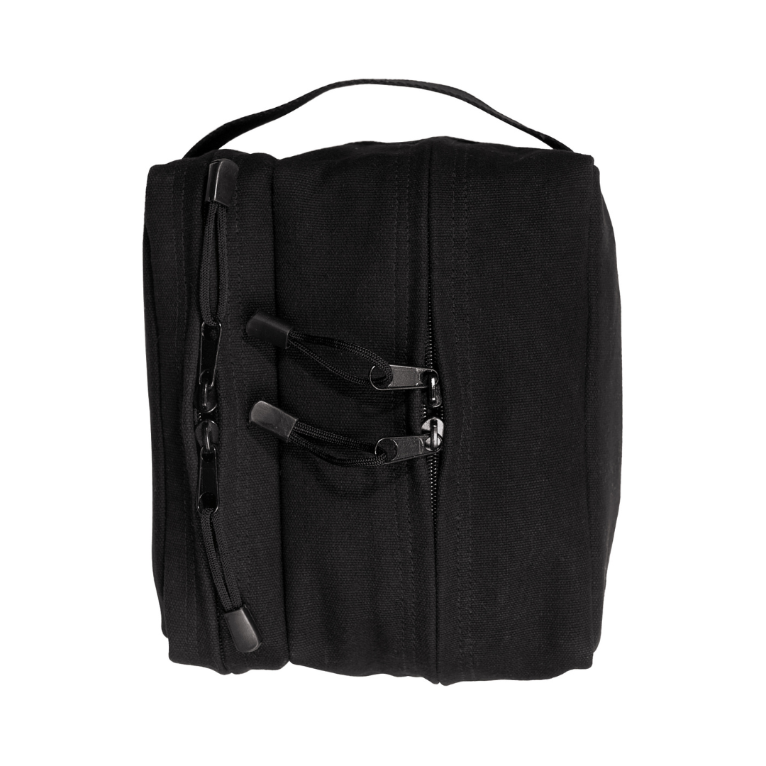 352127_BAG-DUAL COMPART.TRAVEL-BLK Canvas dual compartment travel/shave kit black