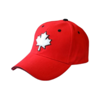 Red Baseball Cap with White Maple Leaf