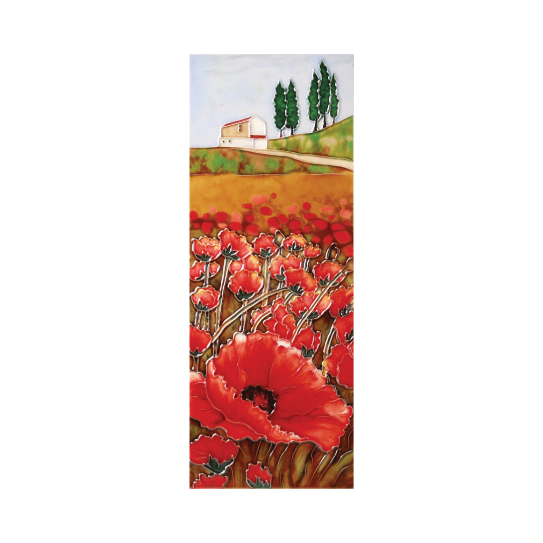 106670_TILE-HILLSIDE POPPIES 6X16 Hill Side Poppies Decorative Ceramic Tile