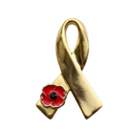 'We Support Our Troops' Gold Ribbon Lapel Pin