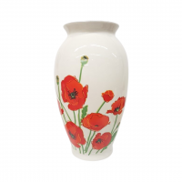 Red poppies flower vase