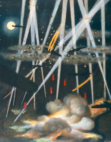 Cible nocturne, Allemagne, Miller Brittain, Musée canadien de la guerre, 19710261-1436