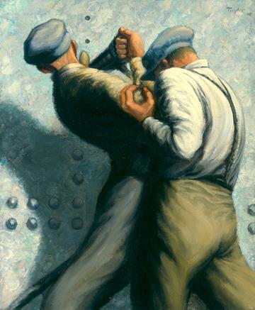 Hull rivetting 1945, Frederick B. Taylor, Canadian War Museum, 19710261-192