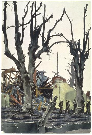 Paysage ravagé, Cleve , Alex Colville, Musée canadien de la guerre 19710261-2116