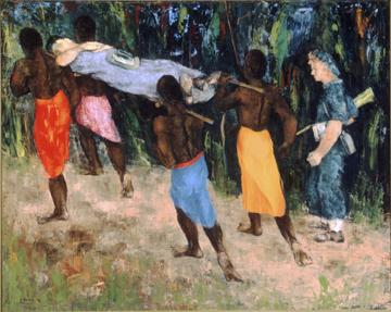 Indigènes transportant des blessés, Sali Herman, Australian War Memorial, ART22885