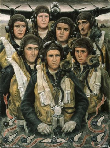 Bomber crew, Stella Bowen, Australian War Memorial, ART26265