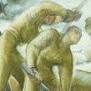 Working in the snow, Australian Forestry Unit, Scotland, Sheila Hawkins, ART26918