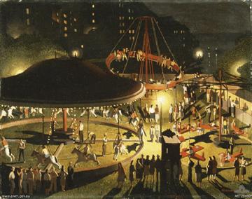 The fairground, Sydney, 1944, Herbert Badham, Australian War Memorial, ART28490