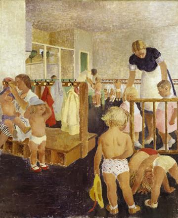 A nursery-school for war workers' children, Elsie Hewland, Imperial War Museum, ART LD 2371
