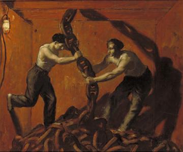 The Merchant Navy: the chain-locker, Henry Carr RA, Imperial War Museum, ART LD 2590