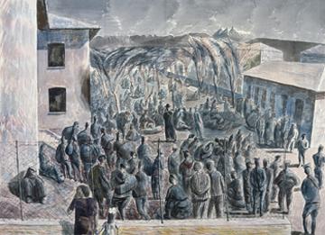 Refugees at Udine, 1945, Edward Bawden RA, Imperial War Museum, ART LD 5210