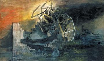 The city: a fallen lift shaft , Graham Sutherland OM, Imperial War Museum ART LD 893