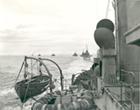 Sept corvettes quittent Halifax pour St-Jean, Terre-Neuve, en mai 1941 pour établir la force d'escorte de Terre-Neuve. Musée canadien de la guerre 19810814-001 ref. D773