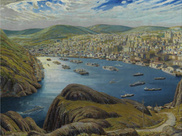 Saint John depuis la colline SignalPeinture d'Harold Beament, 1945