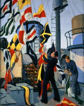 Le lever du drapeau signalétiquePeinture de Donald C. Mackay, 1943