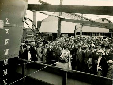Le lancement du NCSM Saguenay, en juillet 1930