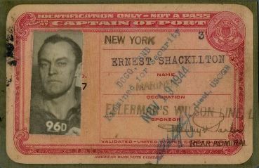 Carte d'identité du port de New York d'Ernest Shackleton