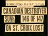 « Un destroyer canadien coulé », le NCSM St. Croix