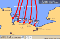 Carte illustrant les mouvements des troupes allies au Jour J