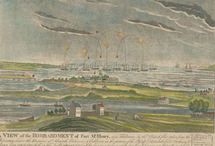 Une vue du bombardement de Fort McHenry, près de Baltimore, par la flotte britannique… le 13 septembre 1814, au matin