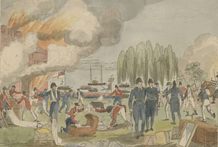 Admiral Cockburn Burning and Plundering Havre de Grace on 1st June, 1813