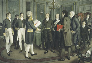 A Hundred Years Peace. The Signature of the Treaty of Ghent between Great Britain and the United States of America, Dec. 24th 1814