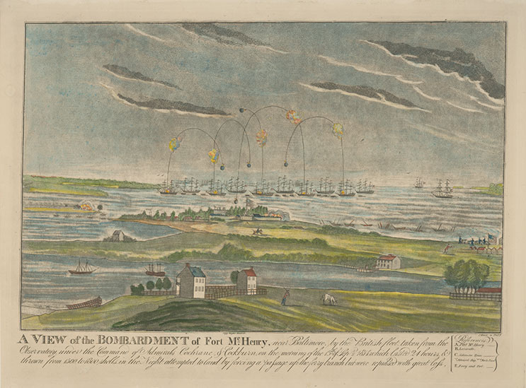 Une vue du bombardement de Fort McHenry, près de Baltimore, par la flotte britannique… le 13 septembre 1814, au matin