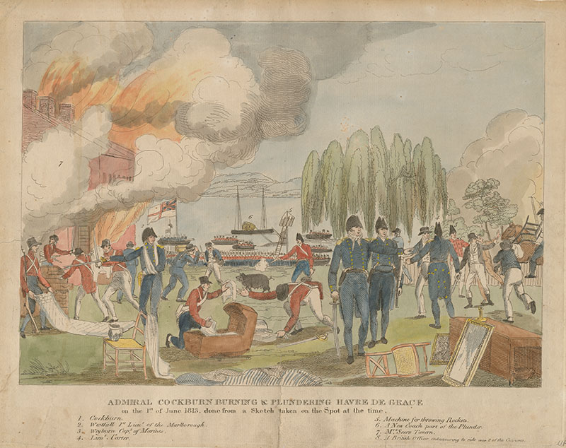 Admiral Cockburn Burning and Plundering Havre de Grace on 1st June, 1813