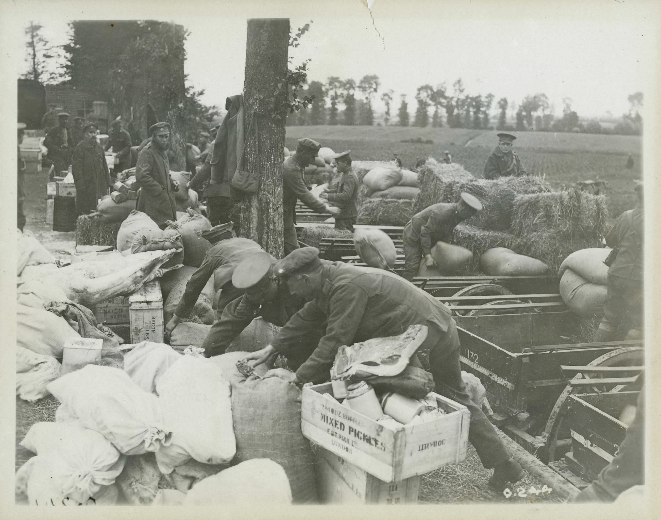 Chargement de rations alimentaires pour le front