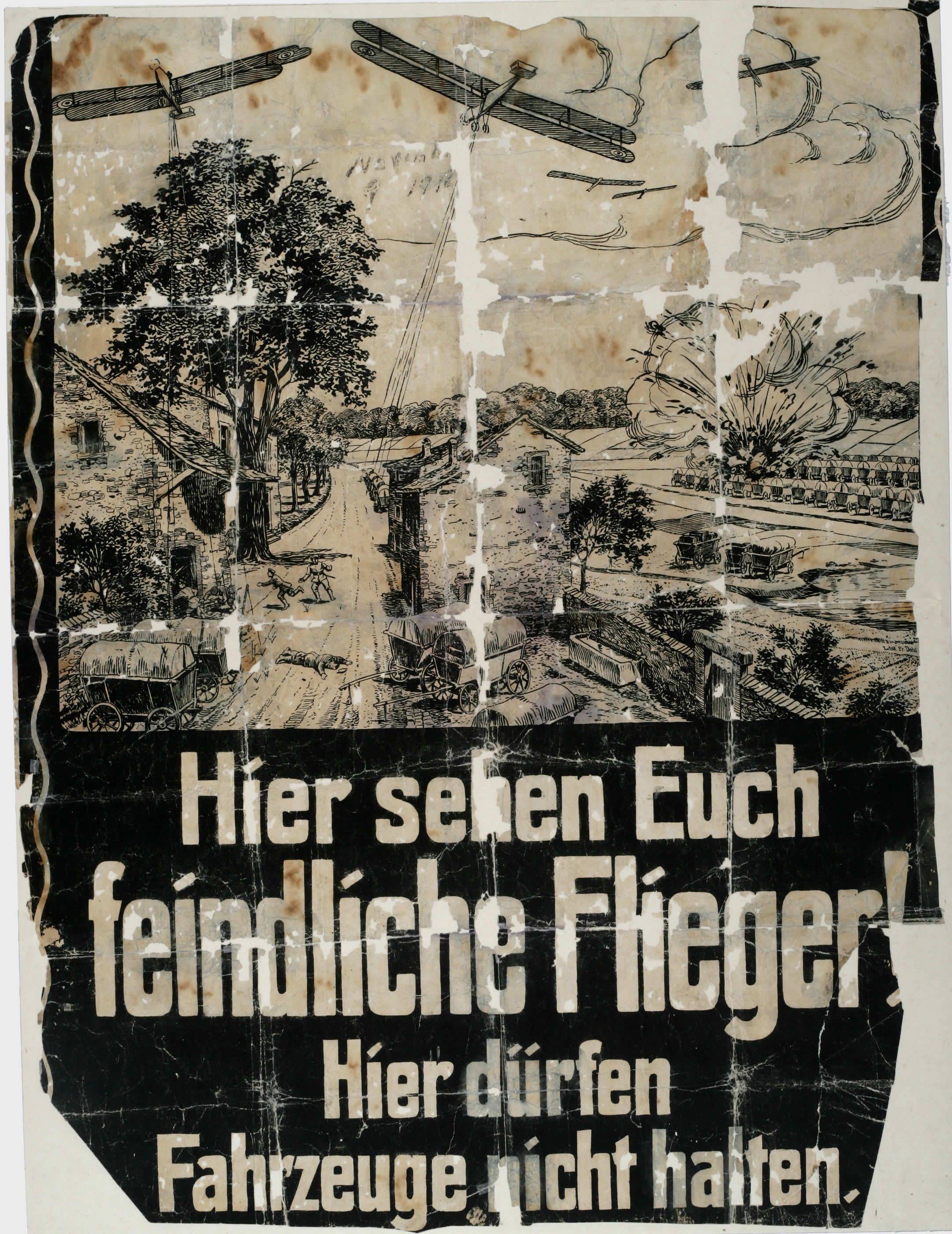 Affiche d'information allemande sur les raids aériens