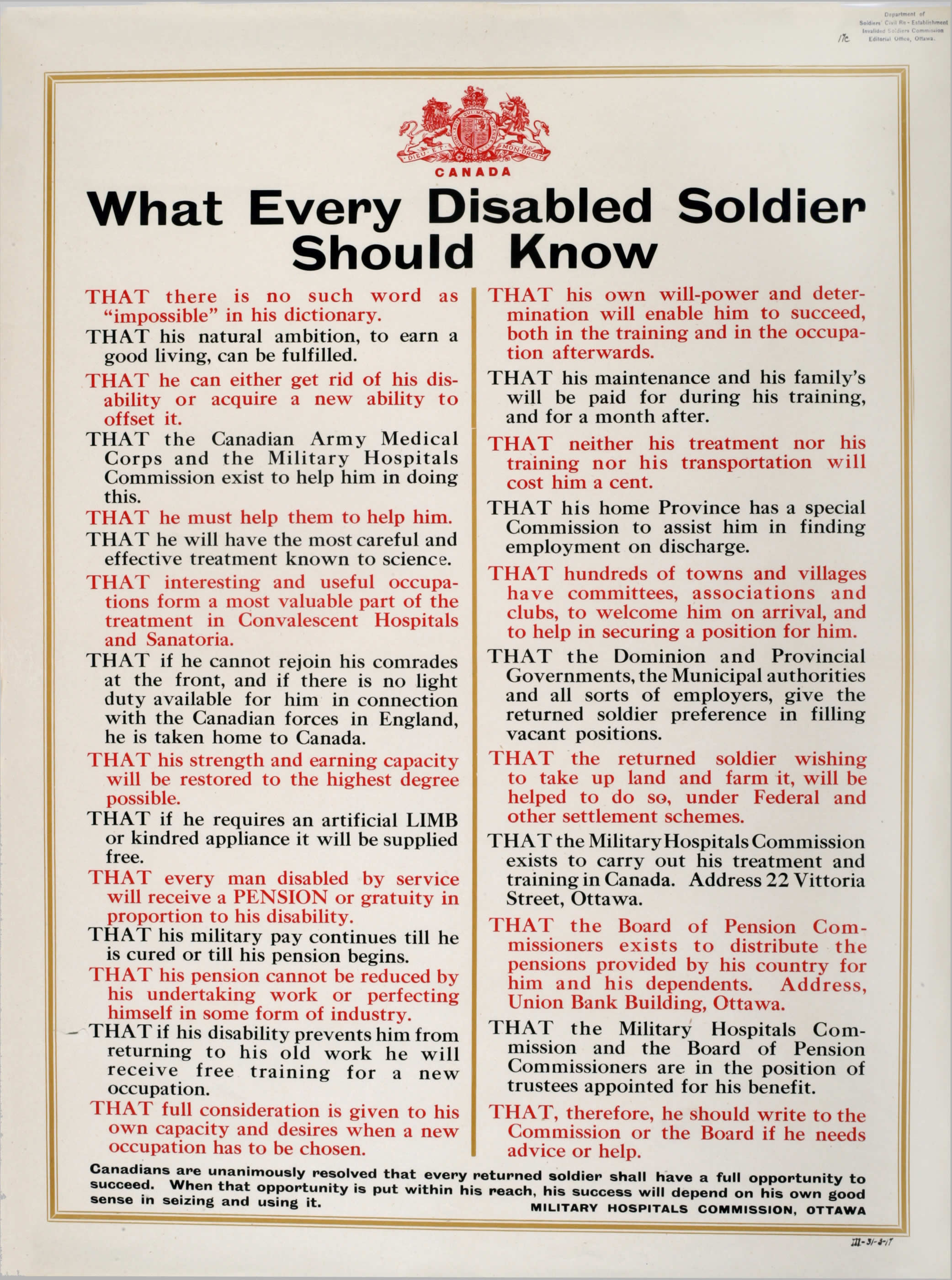 <i>What Every Disabled Soldier Should Know (Ce que tout soldat invalide devrait savoir)</i>