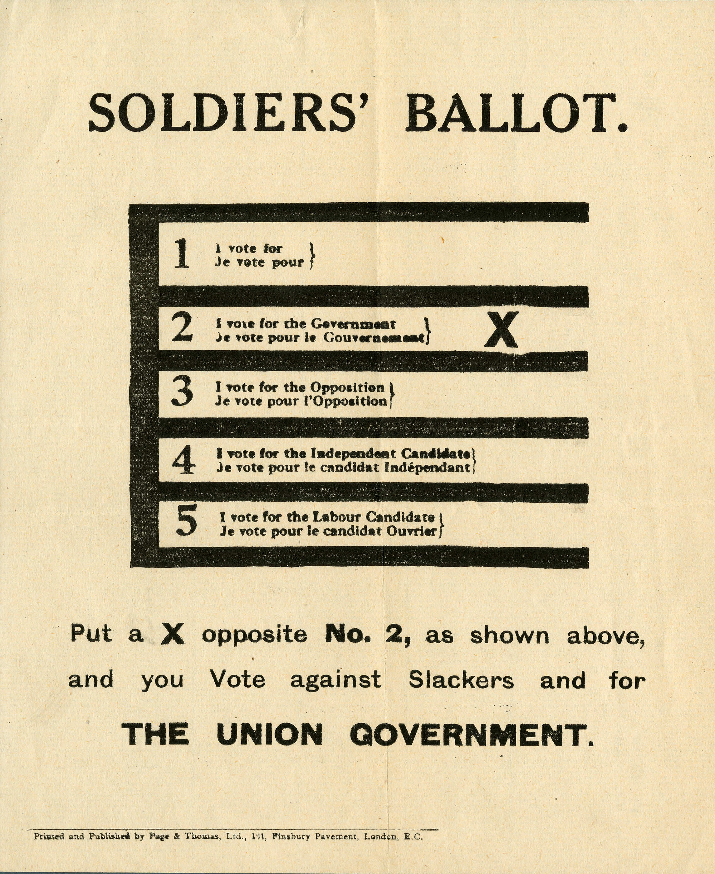 <i>Soldiers' Ballot. (Le vote des soldats.)</i>