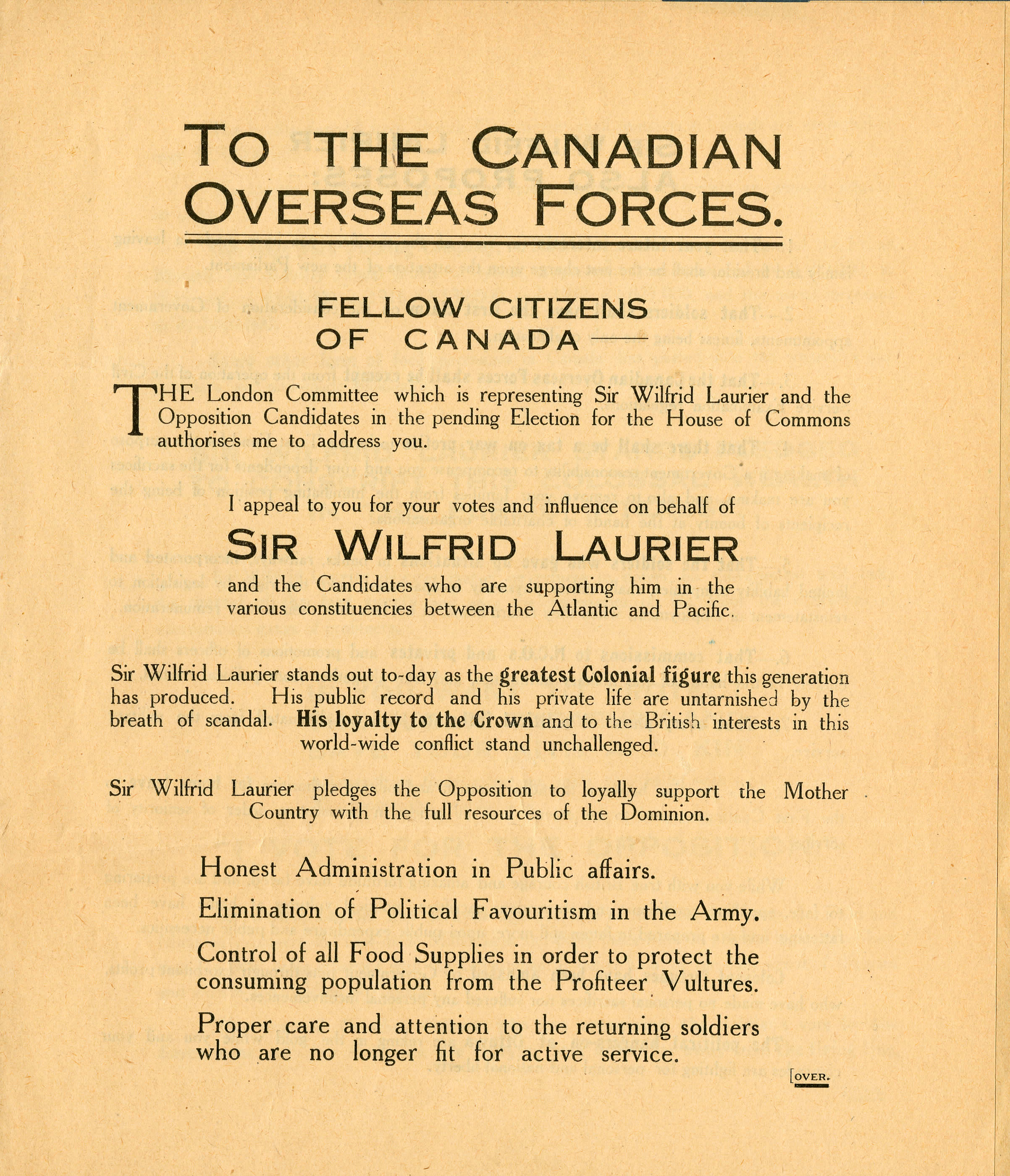 <i>Vote for Laurier (Votez pour Laurier)</i>