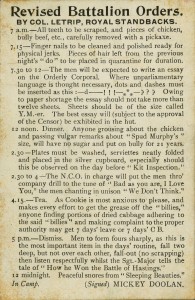 Revised Battalion Orders (Ordres révisés pour le bataillon)