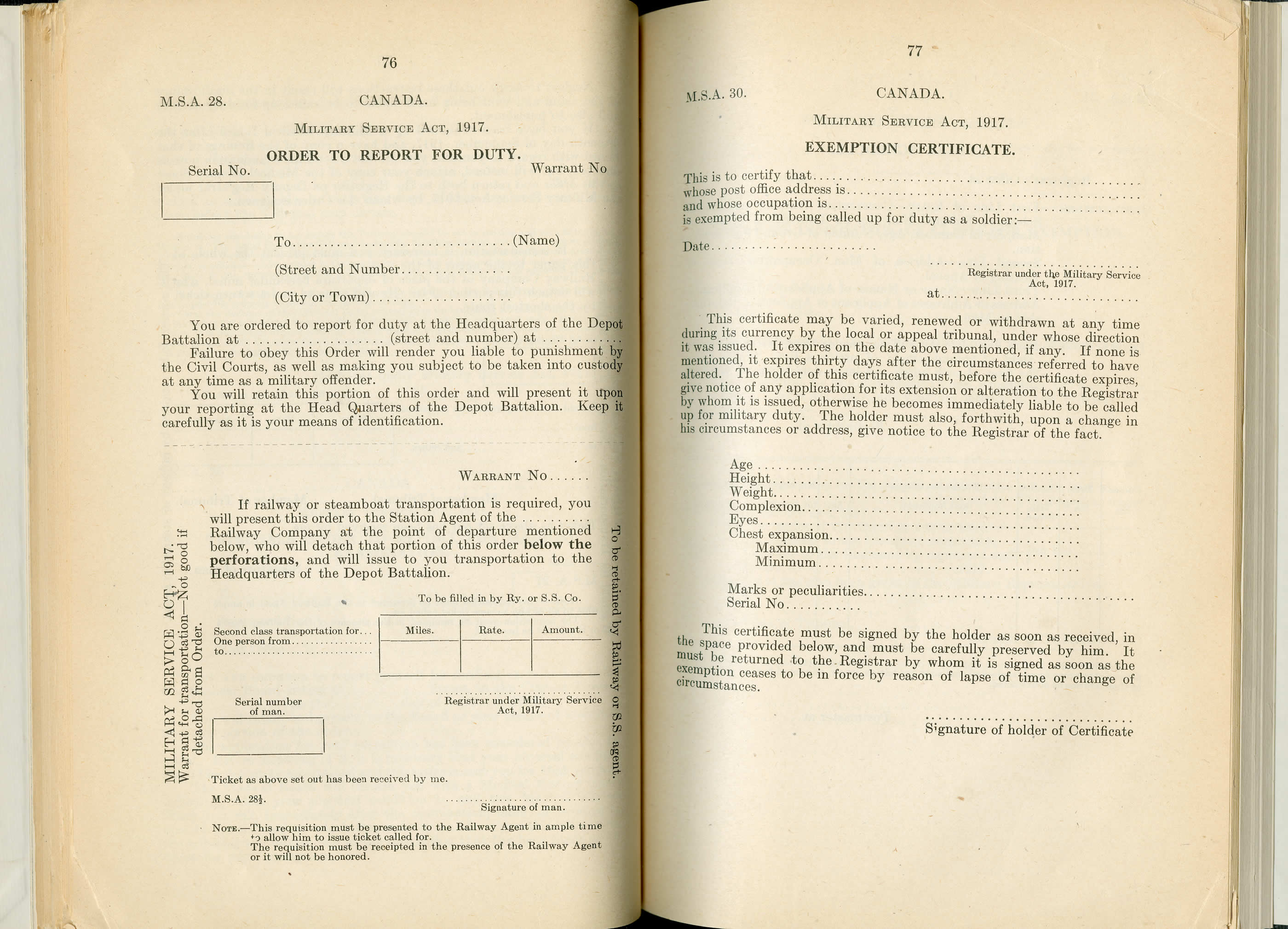 Formulaires de la Loi du Service Militaire