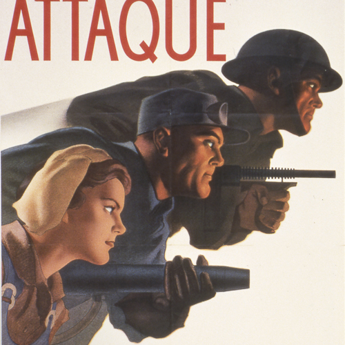 Un homme tenant un fusil à Ottawa au Musée canadien de la guerre.