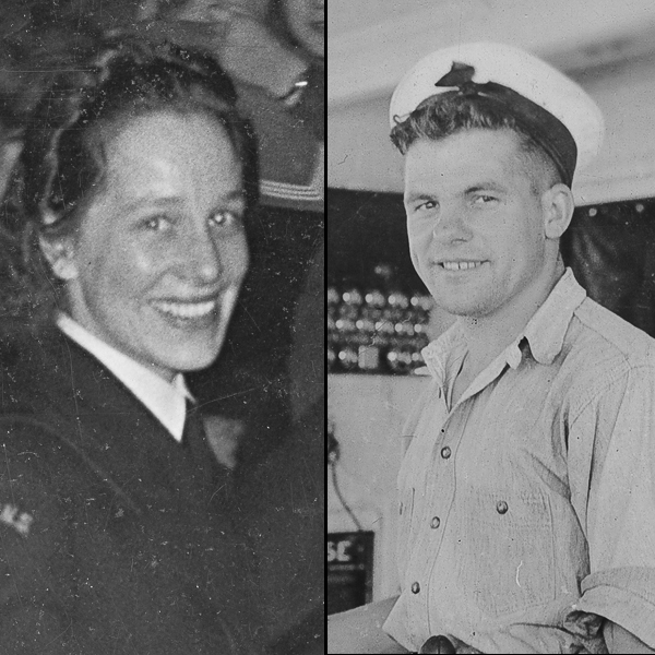 Une vieille photo d'un homme et d'une femme en uniforme du Musée canadien de la guerre à Ottawa.